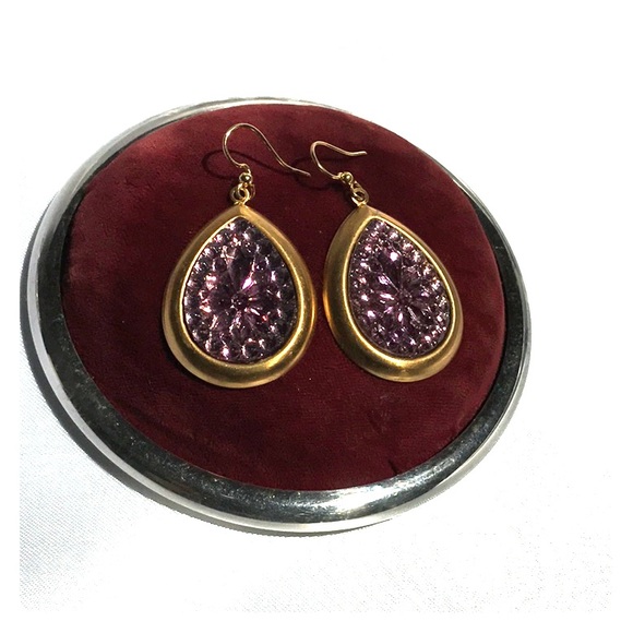 Jewelry - Czech Pressed Glass Earrings Amethyst Color Jewelry - Czech Pressed Glass Earrings Amethyst Color